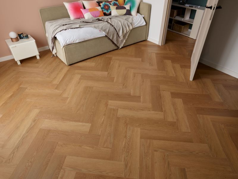 Oak Motana Rega Herringbone Vinyl Flooring